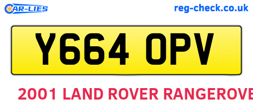 Y664OPV are the vehicle registration plates.