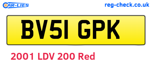 BV51GPK are the vehicle registration plates.