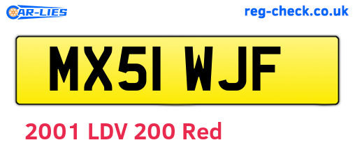 MX51WJF are the vehicle registration plates.