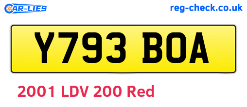 Y793BOA are the vehicle registration plates.