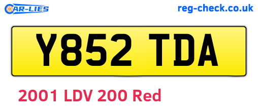 Y852TDA are the vehicle registration plates.