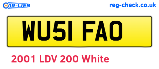 WU51FAO are the vehicle registration plates.