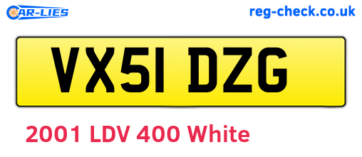 VX51DZG are the vehicle registration plates.