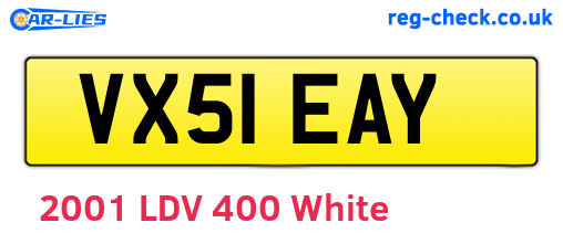 VX51EAY are the vehicle registration plates.