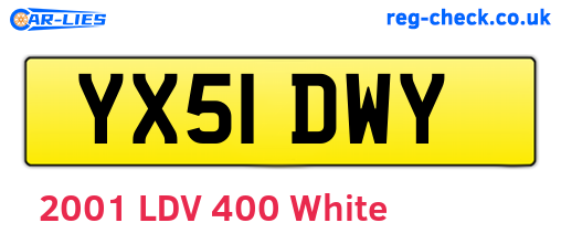 YX51DWY are the vehicle registration plates.