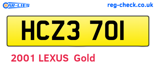 HCZ3701 are the vehicle registration plates.