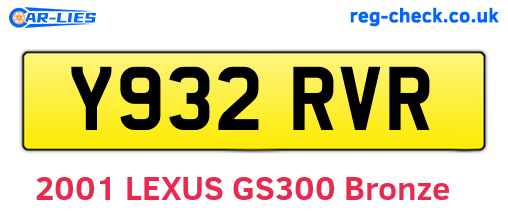 Y932RVR are the vehicle registration plates.