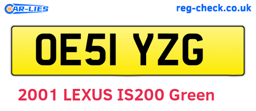 OE51YZG are the vehicle registration plates.