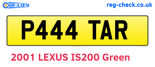 P444TAR are the vehicle registration plates.