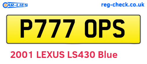 P777OPS are the vehicle registration plates.