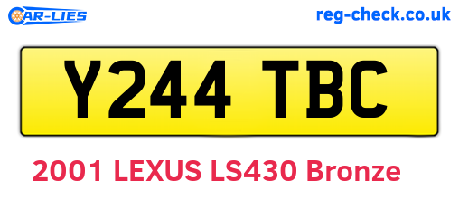 Y244TBC are the vehicle registration plates.