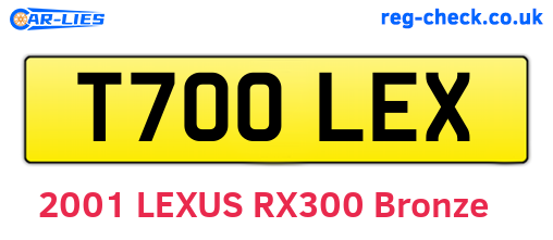 T700LEX are the vehicle registration plates.