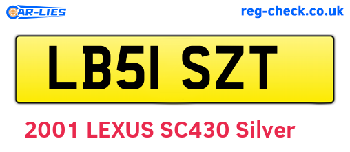 LB51SZT are the vehicle registration plates.