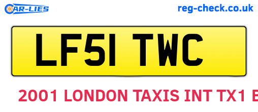 LF51TWC are the vehicle registration plates.
