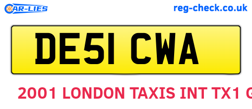 DE51CWA are the vehicle registration plates.