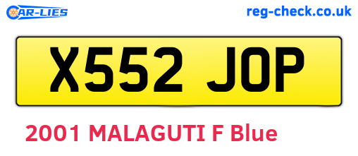 X552JOP are the vehicle registration plates.