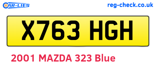 X763HGH are the vehicle registration plates.