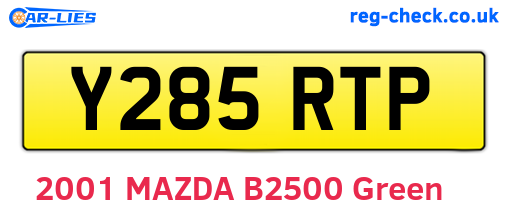 Y285RTP are the vehicle registration plates.