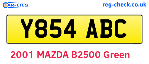 Y854ABC are the vehicle registration plates.