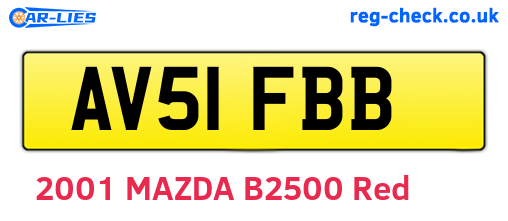 AV51FBB are the vehicle registration plates.