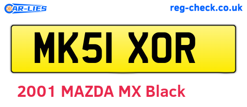 MK51XOR are the vehicle registration plates.