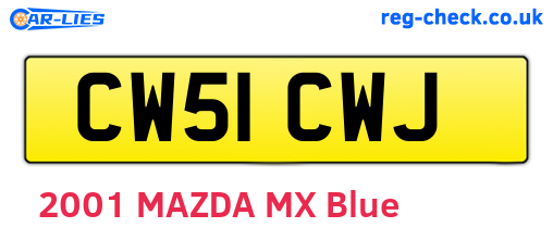 CW51CWJ are the vehicle registration plates.