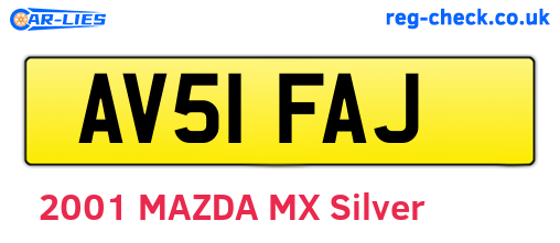 AV51FAJ are the vehicle registration plates.