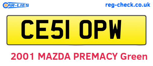 CE51OPW are the vehicle registration plates.