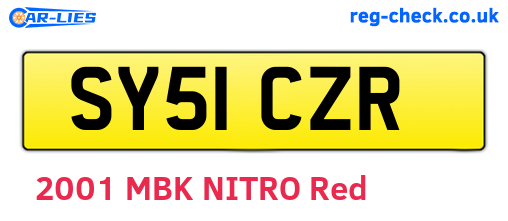 SY51CZR are the vehicle registration plates.
