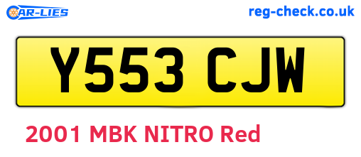 Y553CJW are the vehicle registration plates.