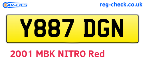 Y887DGN are the vehicle registration plates.
