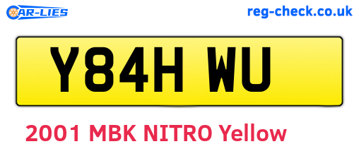 Y84HWU are the vehicle registration plates.