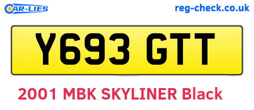 Y693GTT are the vehicle registration plates.