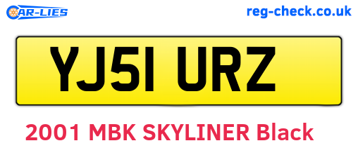 YJ51URZ are the vehicle registration plates.