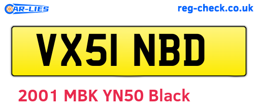 VX51NBD are the vehicle registration plates.