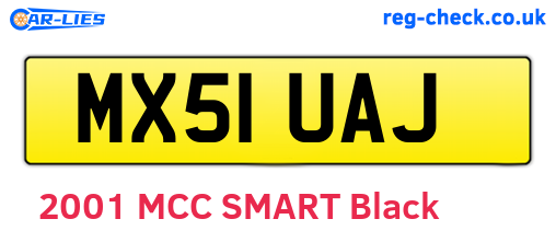 MX51UAJ are the vehicle registration plates.
