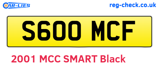 S600MCF are the vehicle registration plates.