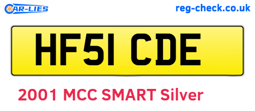 HF51CDE are the vehicle registration plates.