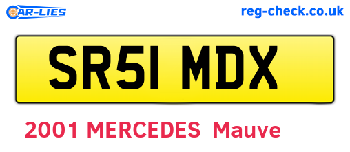 SR51MDX are the vehicle registration plates.