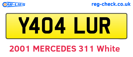 Y404LUR are the vehicle registration plates.