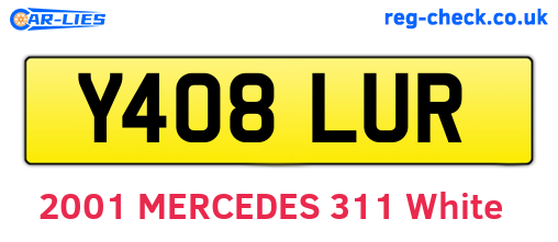 Y408LUR are the vehicle registration plates.