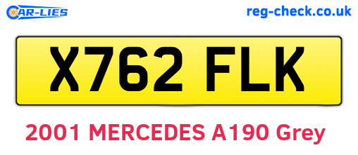 X762FLK are the vehicle registration plates.