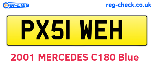PX51WEH are the vehicle registration plates.