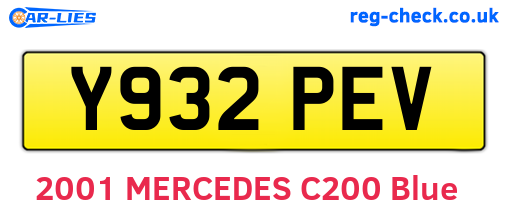 Y932PEV are the vehicle registration plates.