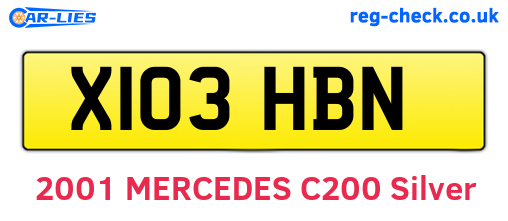 X103HBN are the vehicle registration plates.