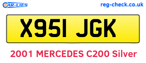 X951JGK are the vehicle registration plates.