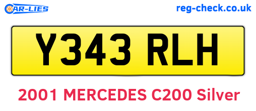 Y343RLH are the vehicle registration plates.