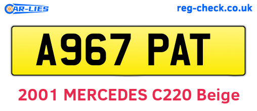 A967PAT are the vehicle registration plates.