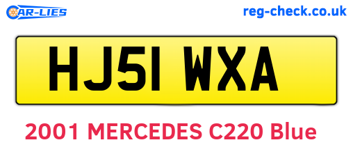 HJ51WXA are the vehicle registration plates.