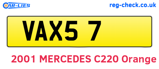 VAX57 are the vehicle registration plates.